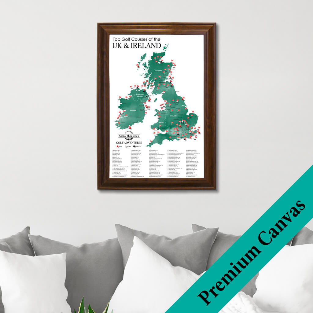 Canvas - The UK & Ireland Golf Courses Travel Map with Pins