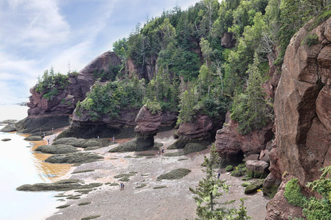 Hopewell Rocks Provincial Park in the Bay of Fundy, New Brunswick Canada at low tide