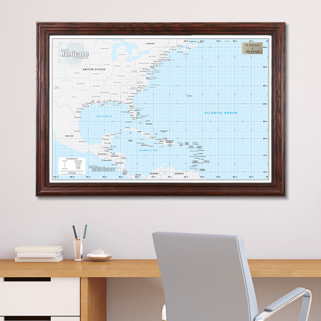 Atlantic Hurricane Tracking Wall Map with Pins | Push Pin Travel Maps ...
