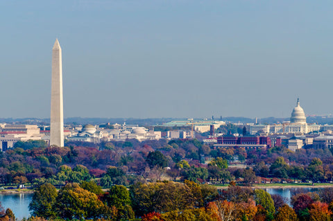 View of National Mall Monuments in Washington DC