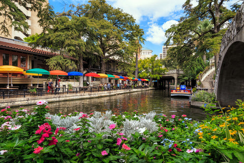 SAN ANTONIO, TEXAS, USA-Famous Riverwalk in San Antonio, Texas. A bustling place with many restaurants and bars.