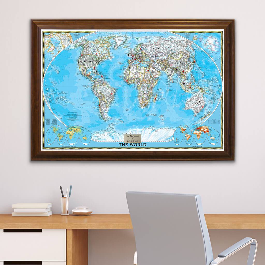 Map Your Travels With Our World And US Travel Maps With Pins Push Pin   ClassicW Brown P 1200x 