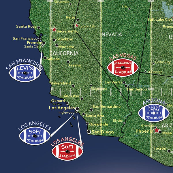 Pro Football Stadium Map | American Football Travel Map