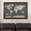 earth tone world travel map with pins
