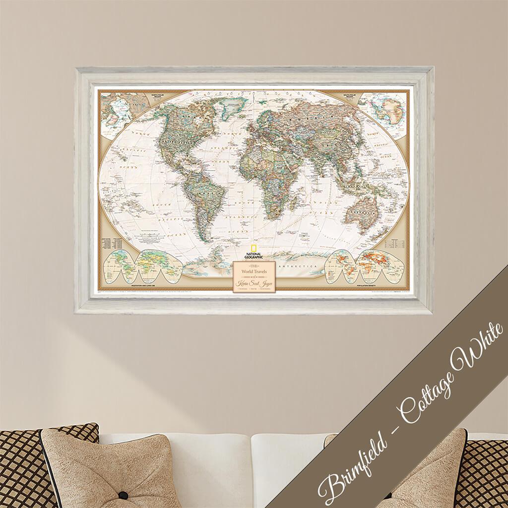 executive world travel map with pins