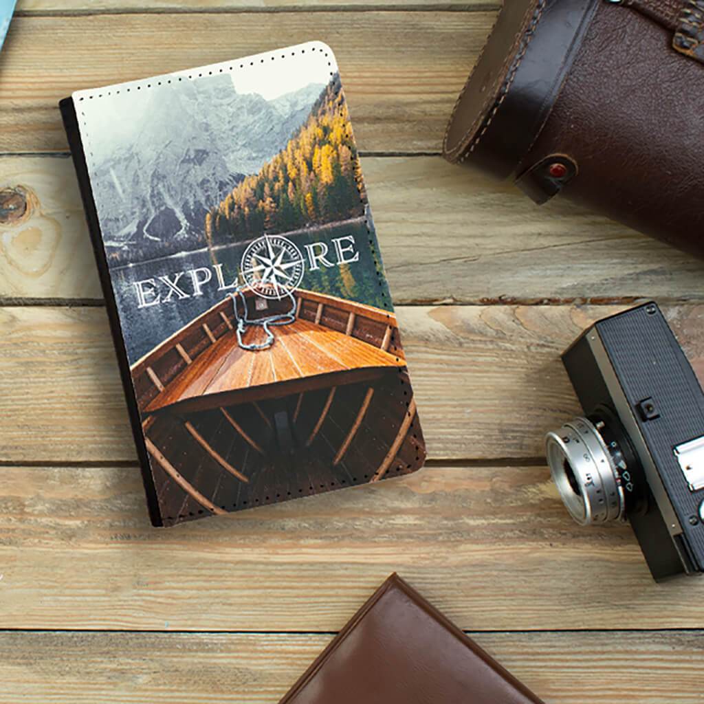 Push Pin Travel Maps Leather Passport Cover