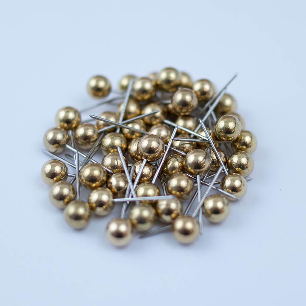 Gold & Silver Simple Round Flat Push Pins, Small Profile, Golden Pins to  Mark Travels, Pushpin, Antique Gold, Solid Metal No Plastic 