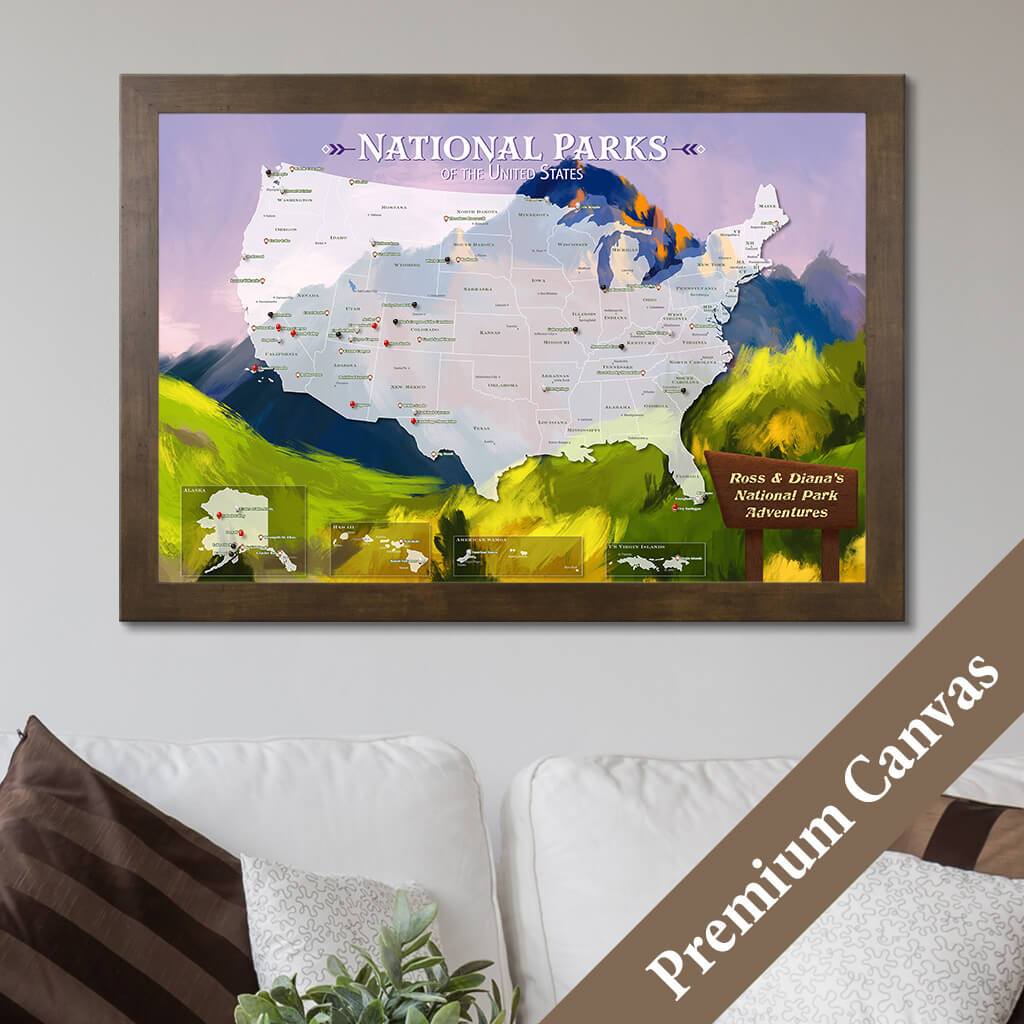 National Parks Push Pin Map – Modern Map Art