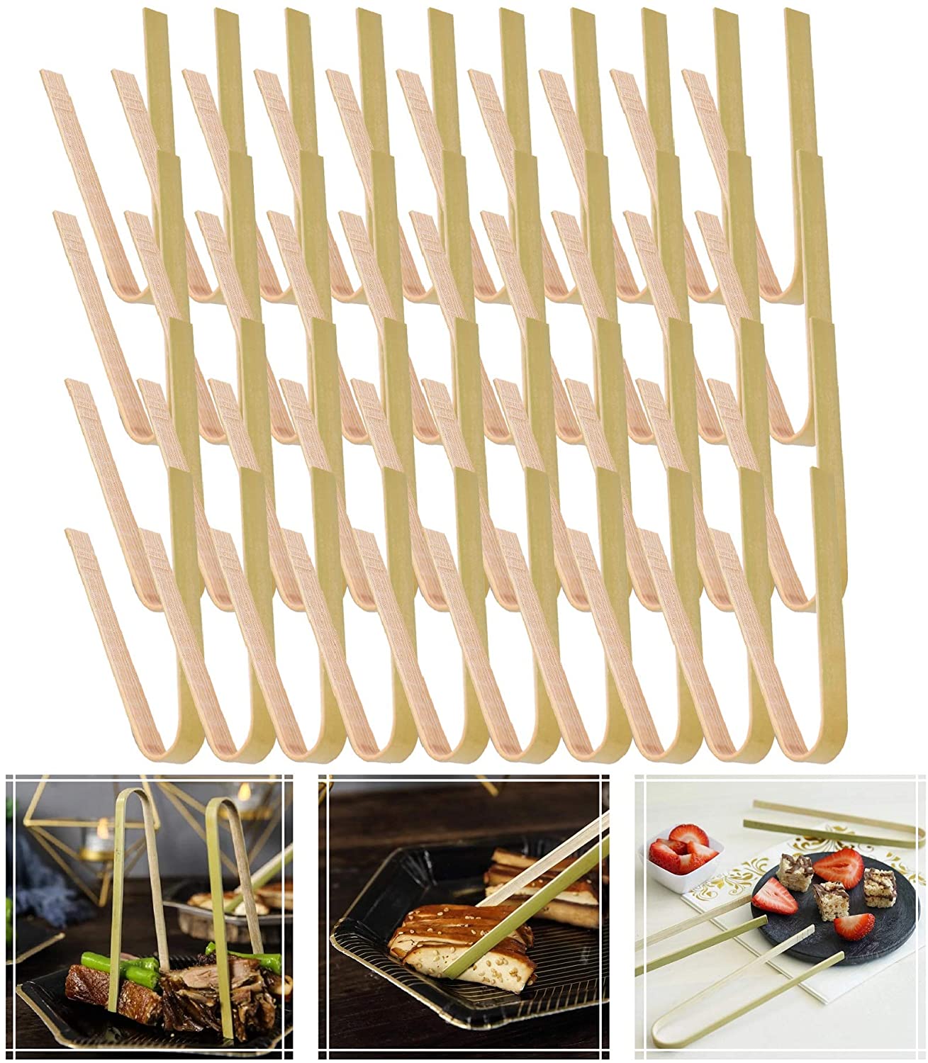 100pcs Bamboo Tongs