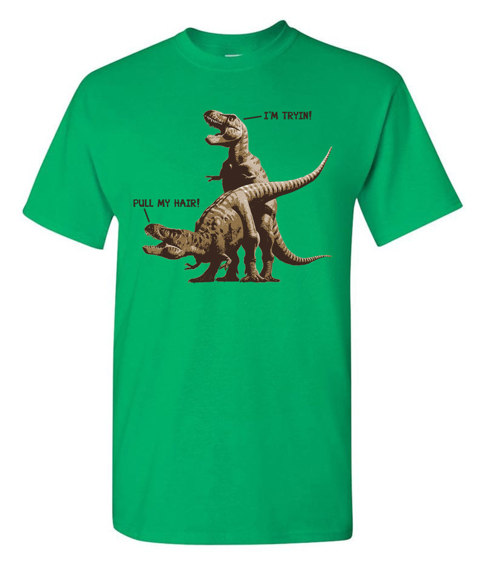 T-Rex Pull My Hair - Gildan Short-Sleeve T-Shirt - Absurd Ink