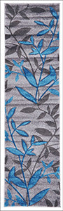 Stunning Spring Leaf Designer Rug Grey Blue