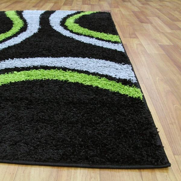 Stylish Curves Shag Rug Black Green Rugs Of Beauty