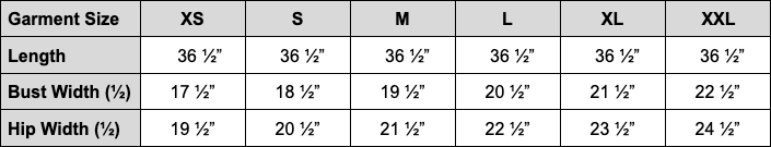 Emma Size Chart