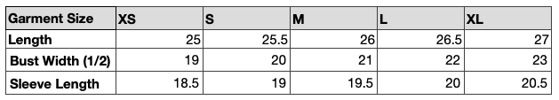 Amara size chart