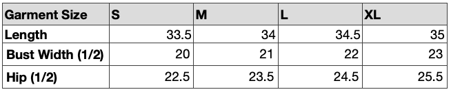 Felisa size chart