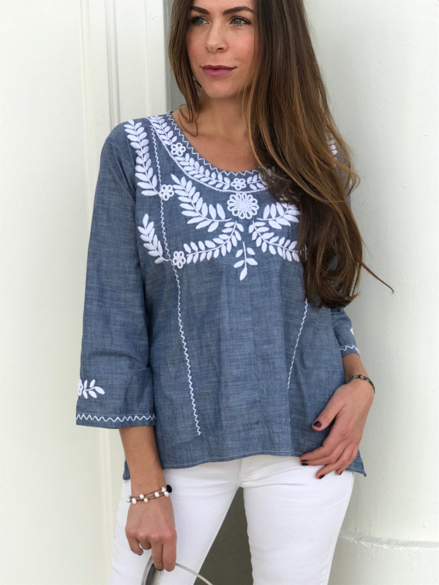 Clavel Blue Sky Blouse - Abrazo Style Shop