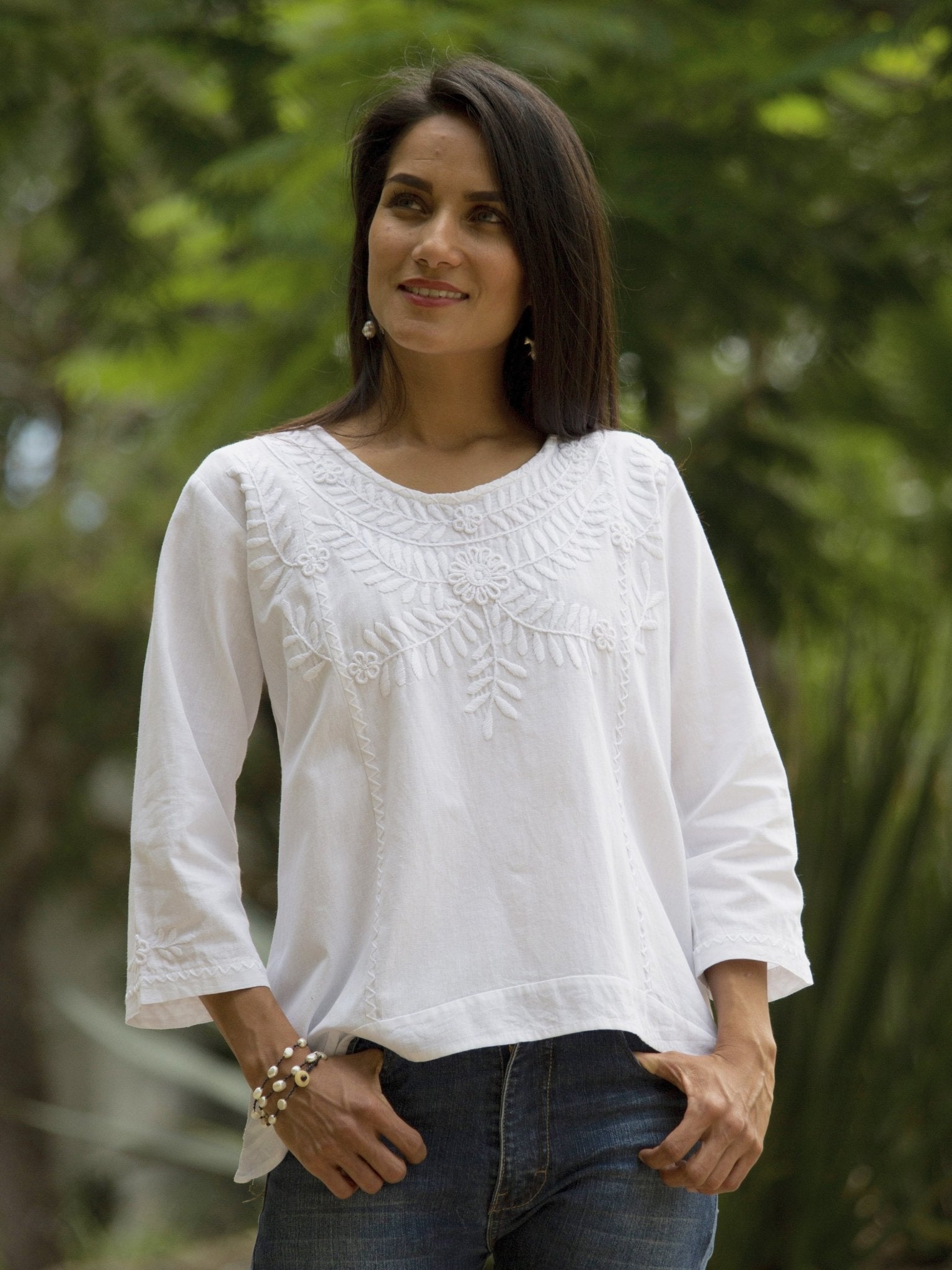 Clavel - white tunic top - Abrazo Style Shop