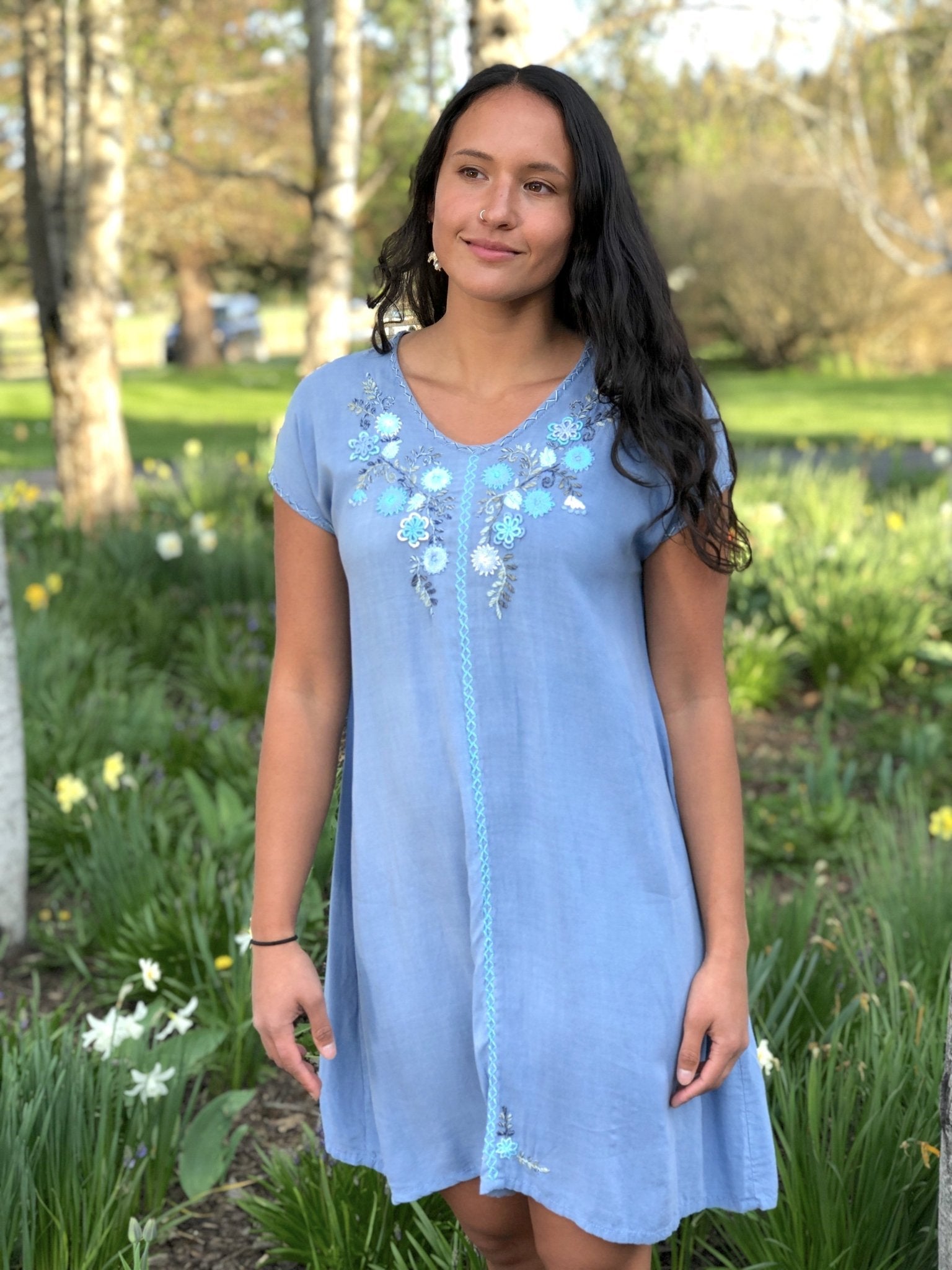 Felisa - light blue garden dress - Abrazo Style Shop