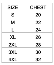 sweatshirt size chart