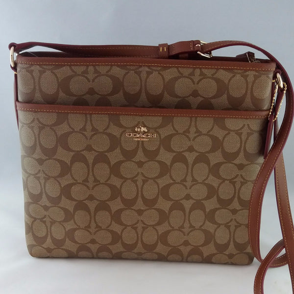 COACH F34938 IMBDX SIGNATURE FILE CROSSBODY BAG MESSENGER KHAKI/ SADDL – www.AuthenticBags.Com.Ph