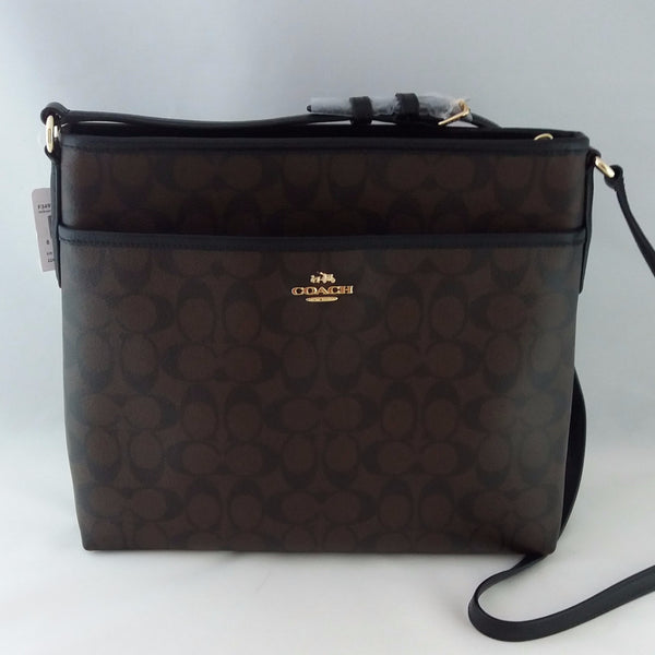 COACH F34938 IMAA8 SIGNATURE FILE CROSSBODY BAG MESSENGER BROWN BLACK – www.AuthenticBags.Com.Ph