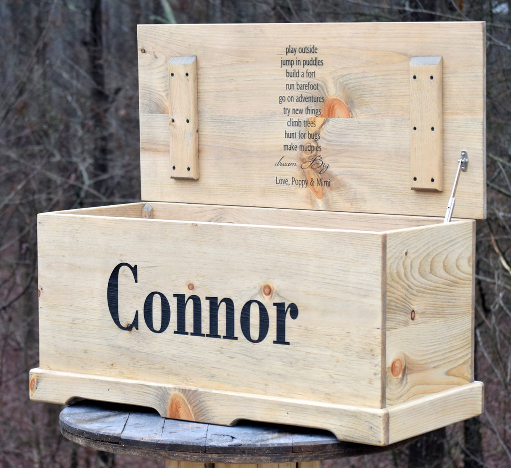 large wooden toy storage box