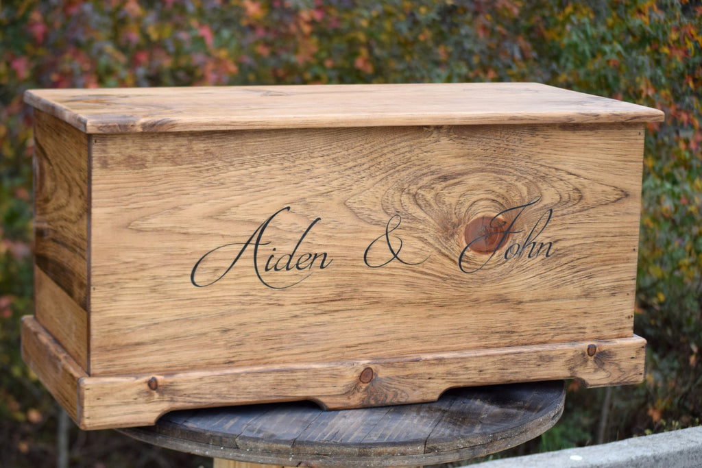 engraved wooden toy box