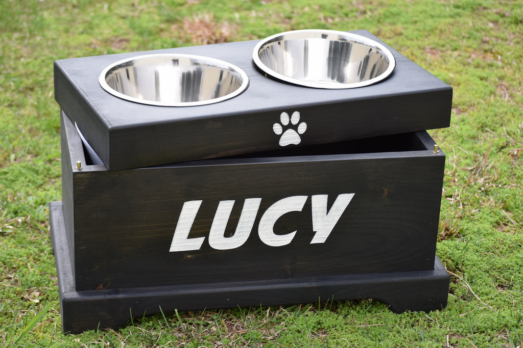 dog feeder with storage