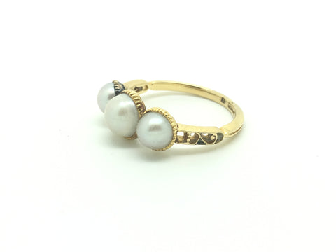 Three Pearl Ring in 15ct Gold – Ishy Antiques