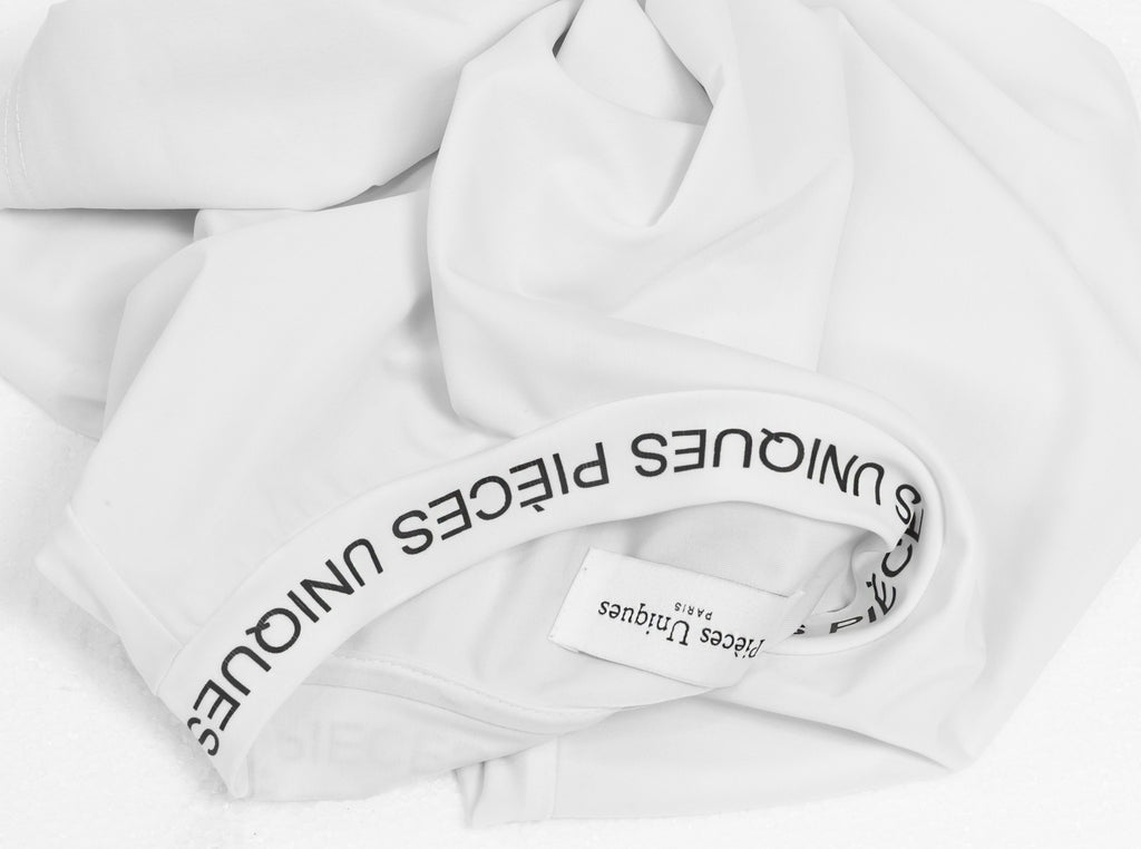 White lycra printed collar t-shirt – Pièces Uniques