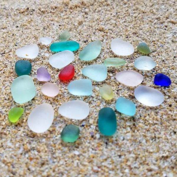 Sea glass beauties in the sand