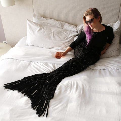 Women S Mermaid Tail Blanket Black Seatail