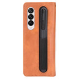 PU Leather Case with Pen Slot for Samsung Z Fold 3 5G - Brown