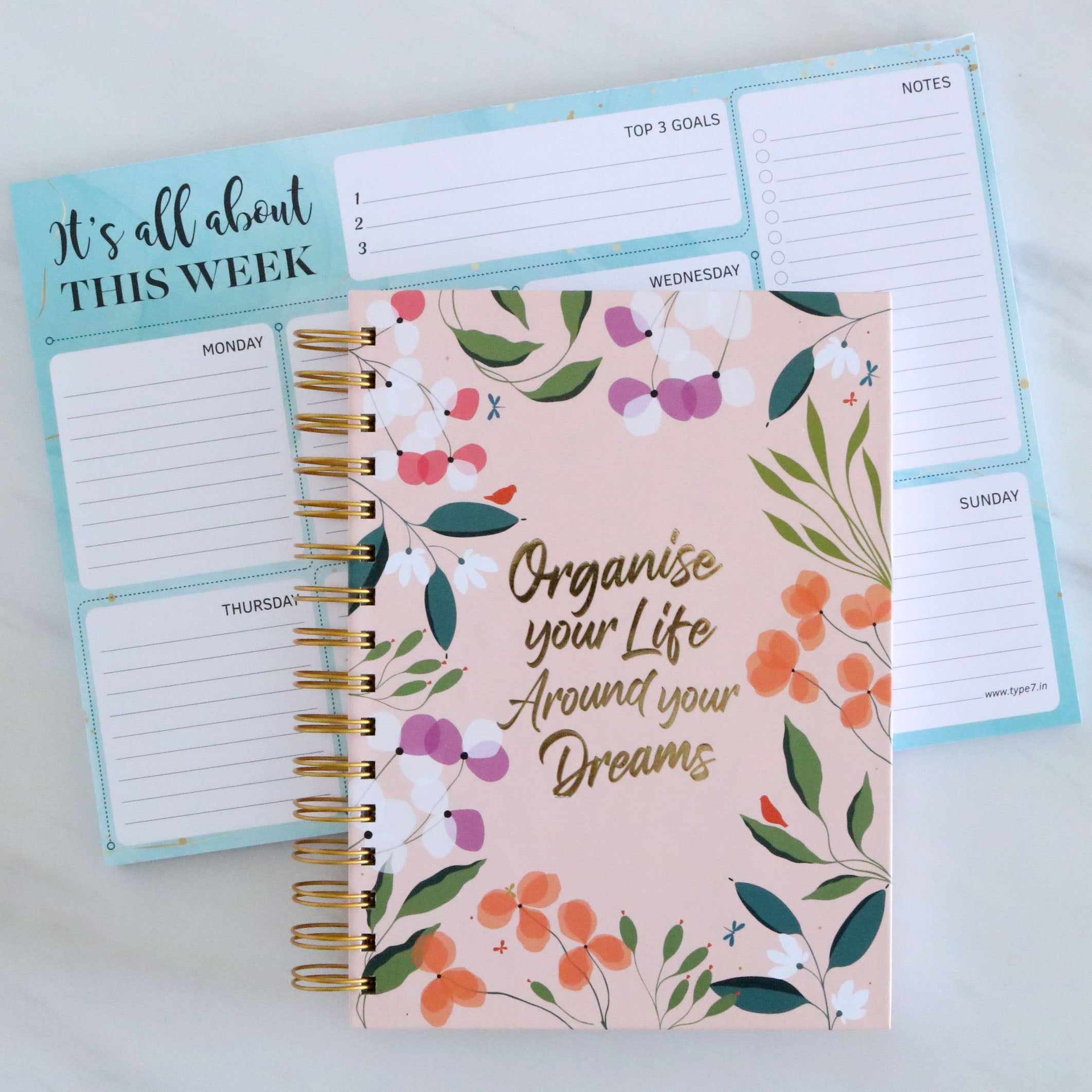 Type7  Buy Organise Your Life Gold Foil Daily Planner Online