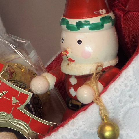 Vintage Christmas Decoration with Red Hat