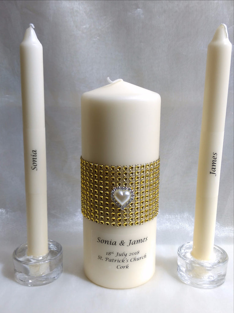 gold wedding candles