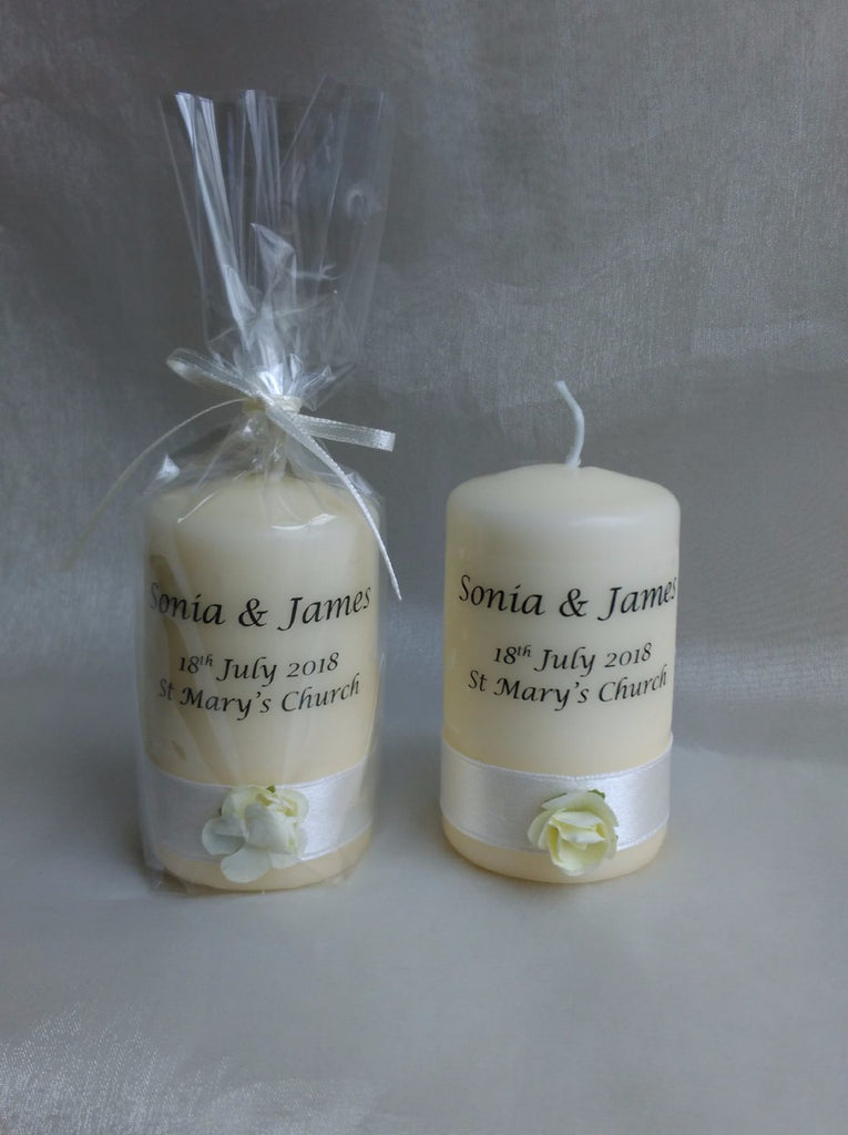 personalised candles wedding favours