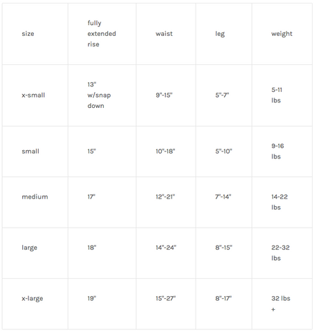 Sloomb Size Chart