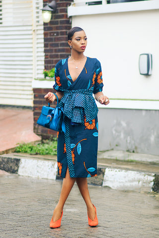 african print two piece dresses