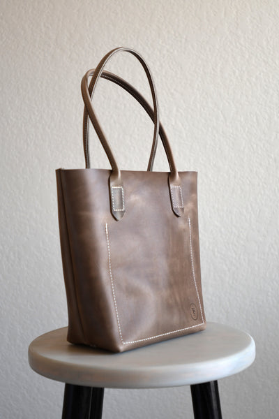 Leather Market Tote Bag in Storm Cloud Horween Leather | The Rootless ...