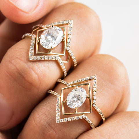 Oval lab diamond engagement ring
