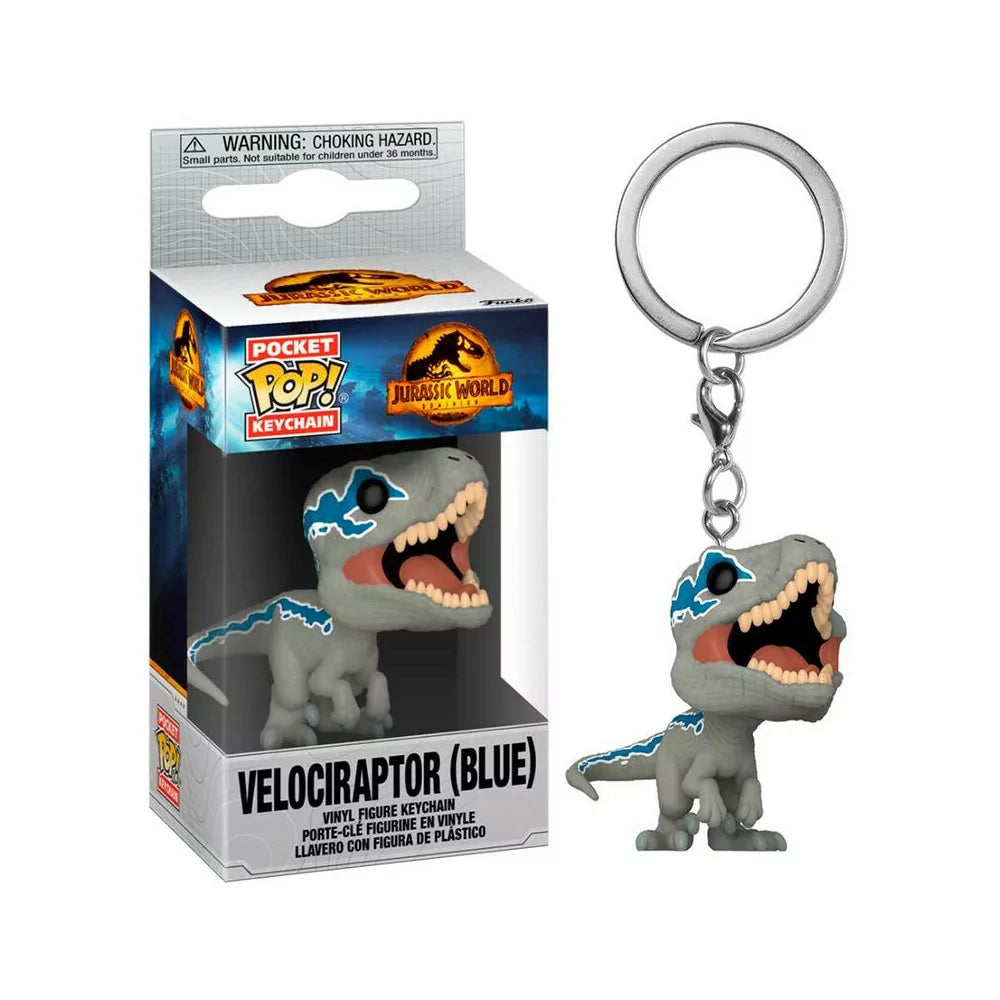 Jurassic World Dominion Pocket Pop Keychain Velociraptor Blue — Fugitive Toys 