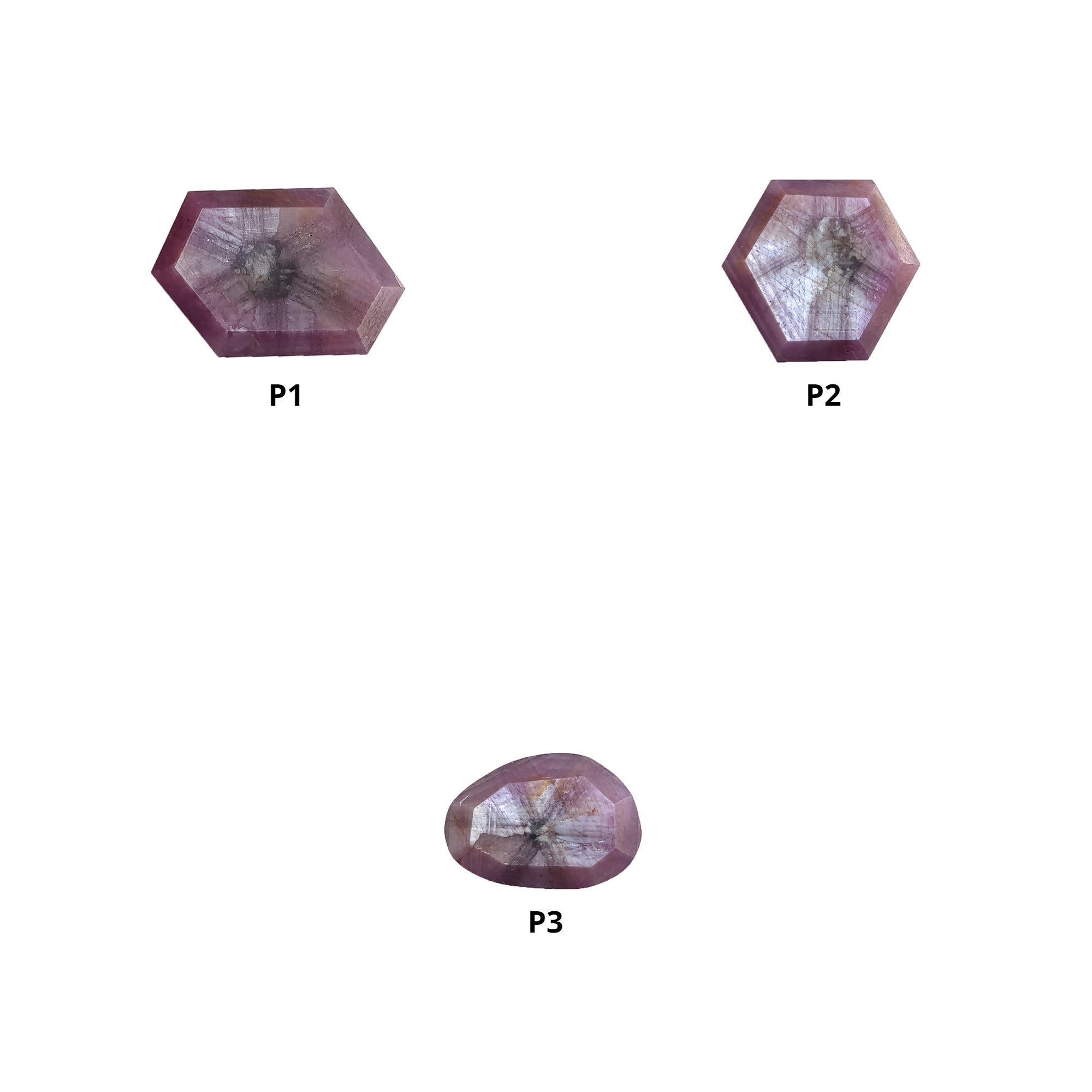 Sapphire TRAPICHE Normal Cut : Natural Untreated Raspberry Pink Sheen Sapphire Gemstone 6Ray Trapiche Hexagon Shape