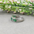 Natural EMERALD Gemstone With CZ RING : 4.110gms 925 Sterling Silver Normal Cut Bezel Set Fine Statement Unisex Ring 8US