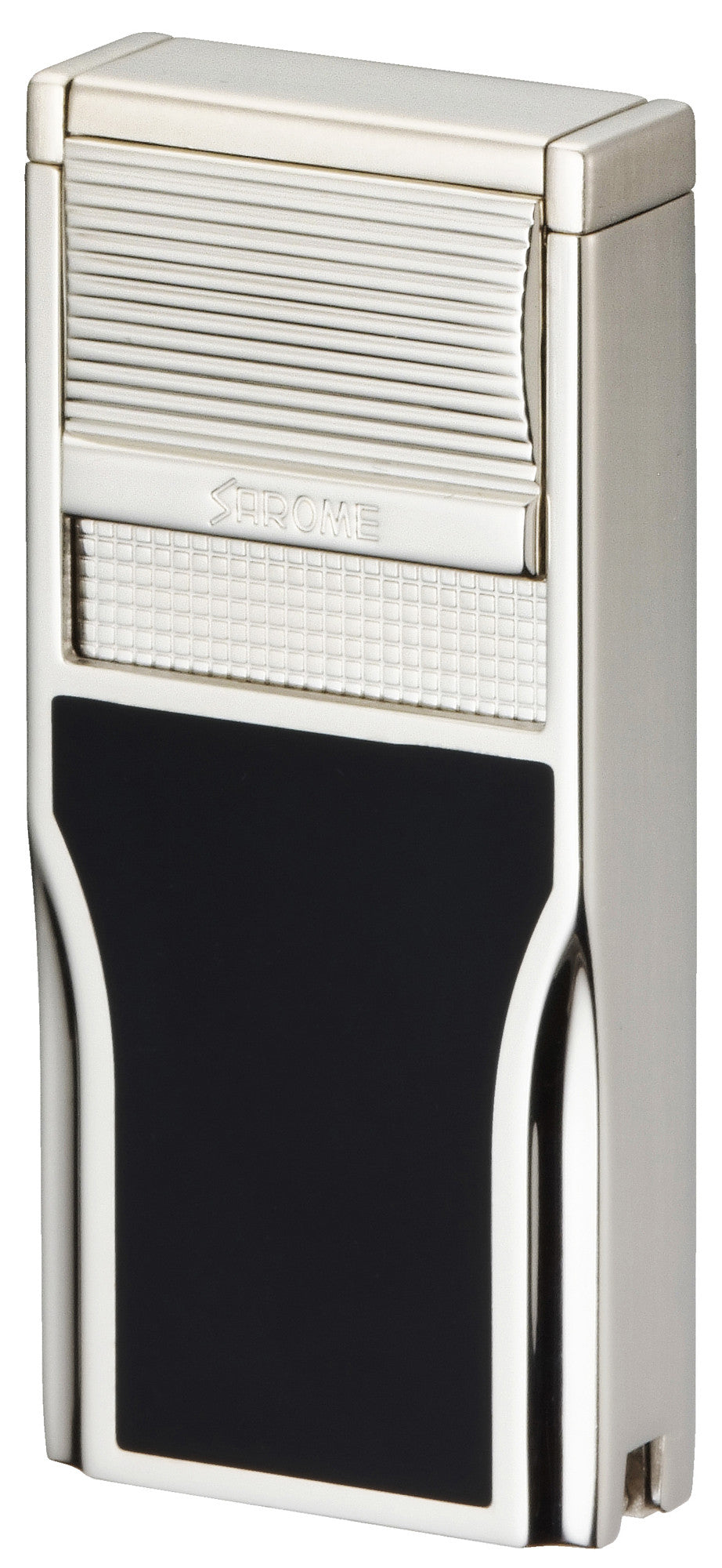 Sarome Flat Triple Torch  Cigar Cigarette Lighter w/ Cigar Punch 3BM1-01 Silver/ Black epoxy resin