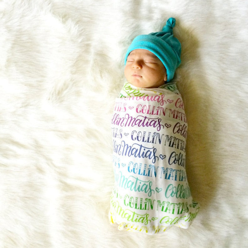 personalized rainbow baby blanket