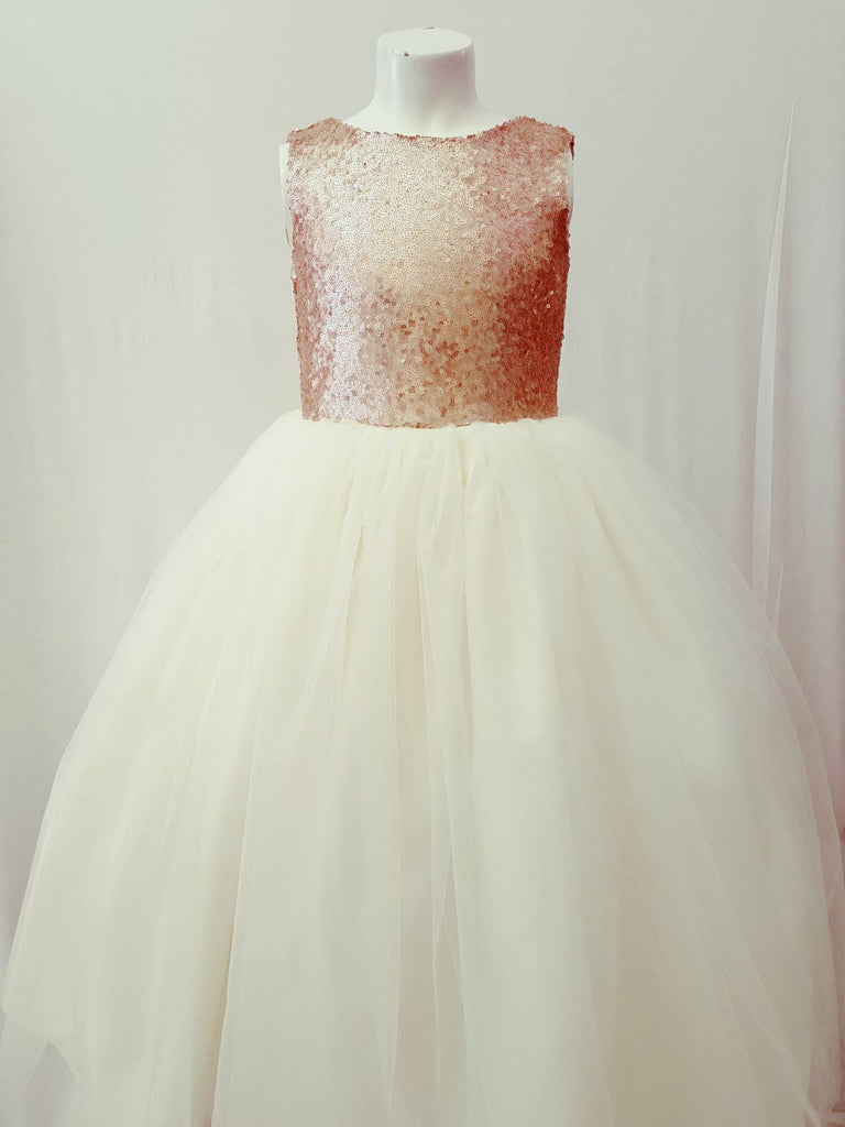 rose gold sequin junior bridesmaid dresses