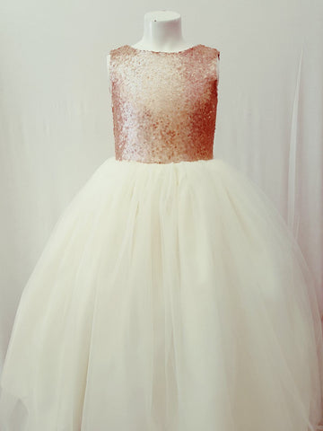 Champagne and ivory gold flower girl dress tulle skirt formal rose sequin dress sizes 6m to 20 jr bridesmaid dress elegant simple dress