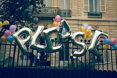 large silver letter balloons