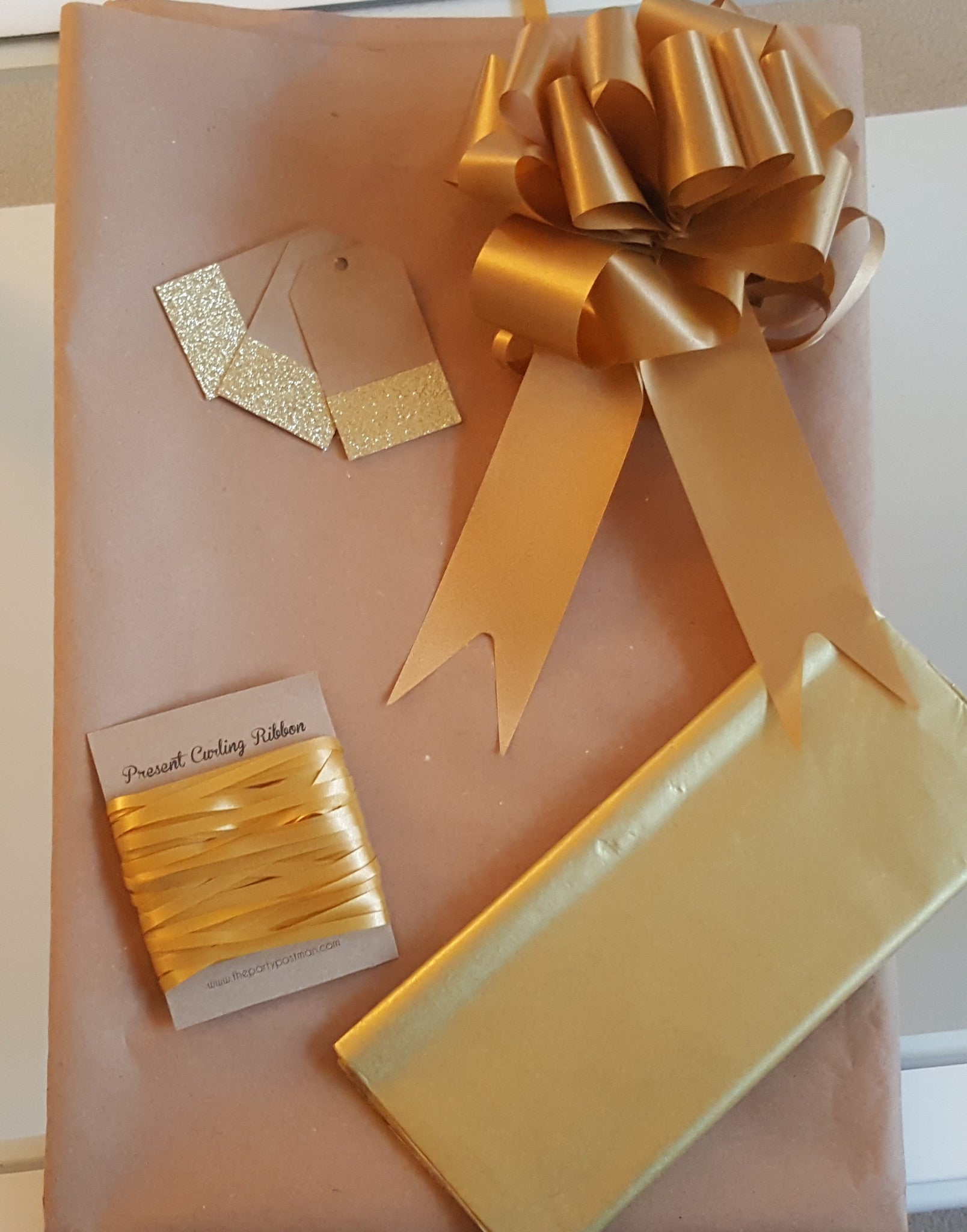 brown wrapping paper and ribbon